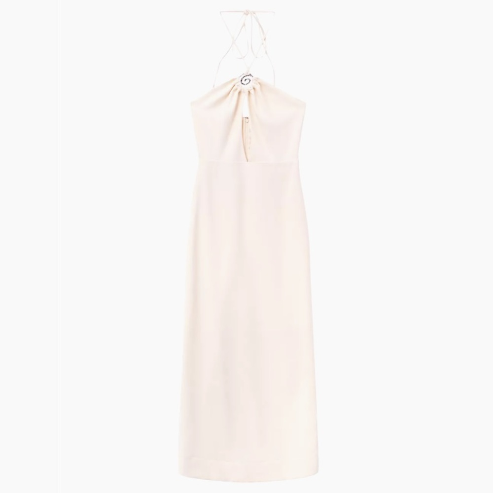 New Staud Abigail Halter Dress in Ecru Size 6